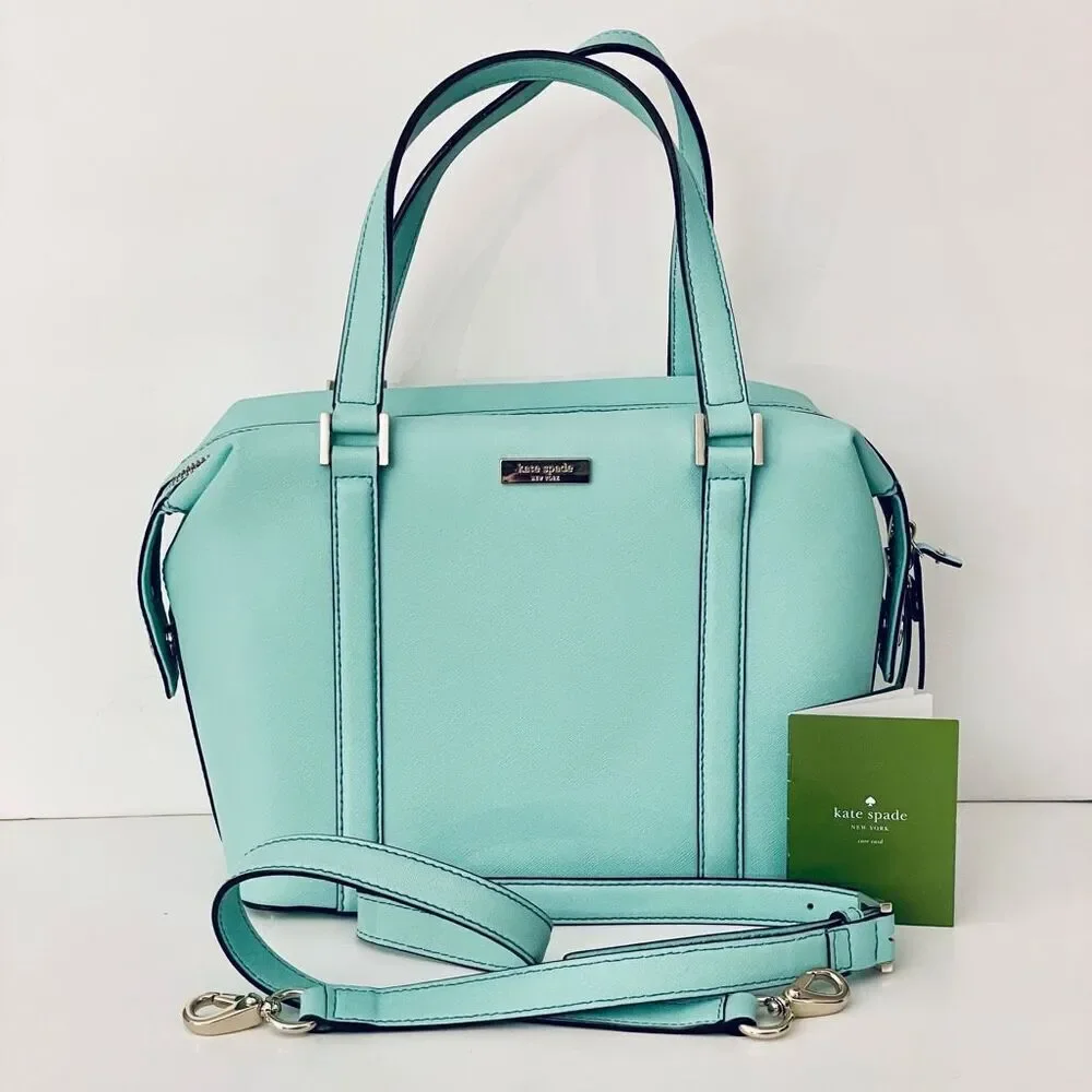 NWT Kate Spade Newbury Lane Alysia Saffiano Green Leather Crossbody Handle Bag